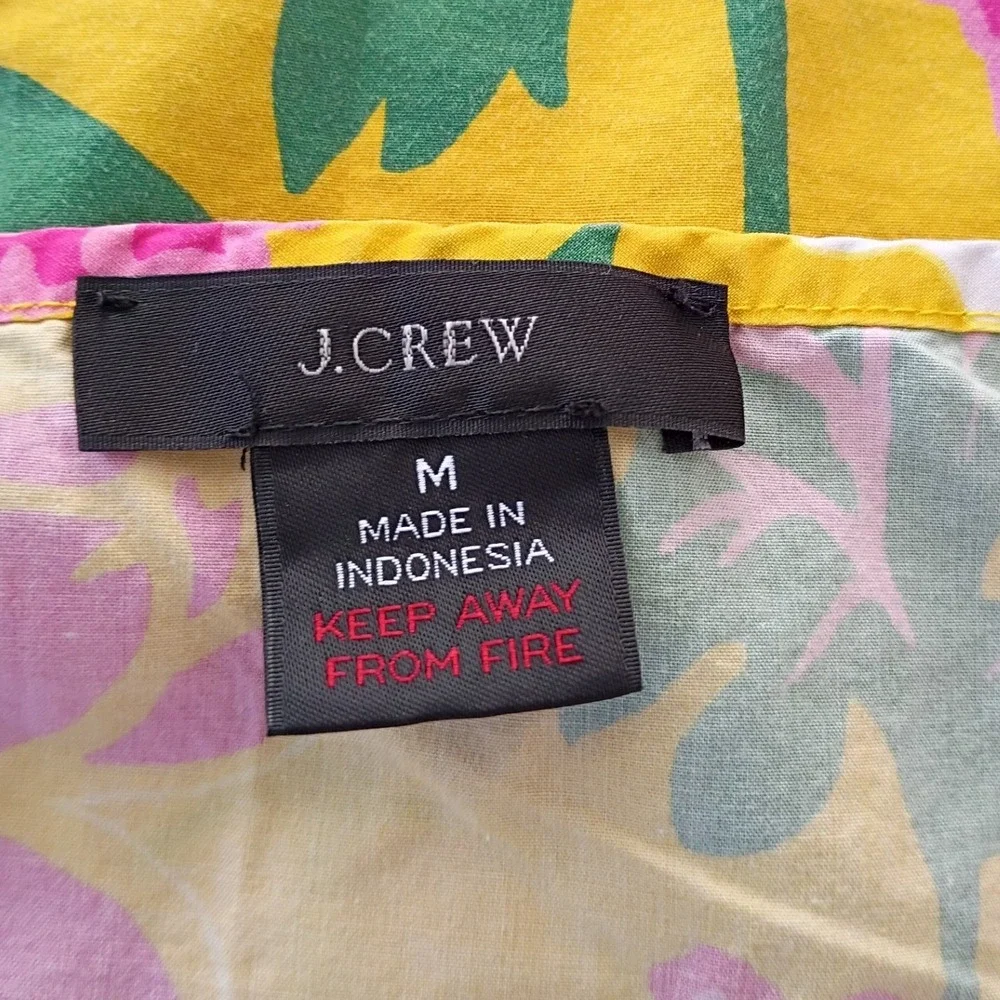 J Crew Yellow‎ Floral Print Cami Tank Top Women's Size M - 100% Cotton